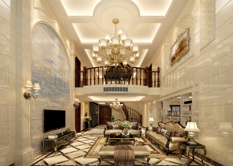 簡約歐式風格別墅裝修設計效果圖-雅寶名門世家別墅360平米-別墅客廳裝修設計 簡約歐式風格別墅裝修設計效果圖-雅寶名門世家別墅360平米-別墅客廳裝修設計