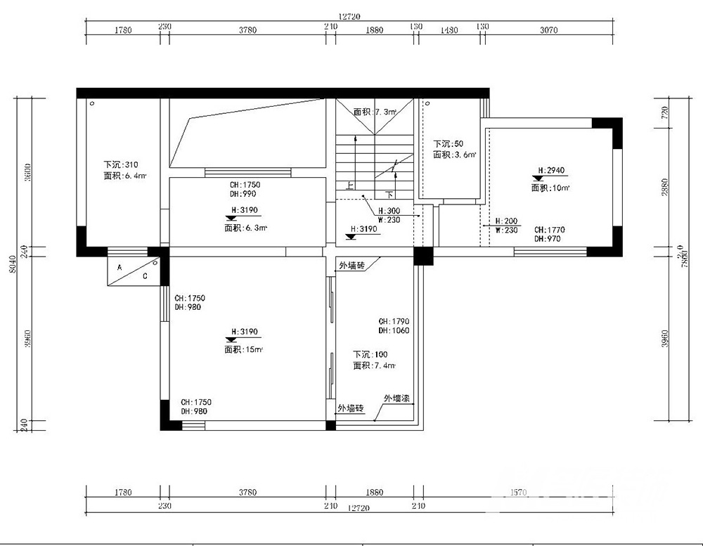別墅裝修設(shè)計美式輕奢風(fēng)格-二層平面圖 別墅裝修設(shè)計美式輕奢風(fēng)格-二層平面圖