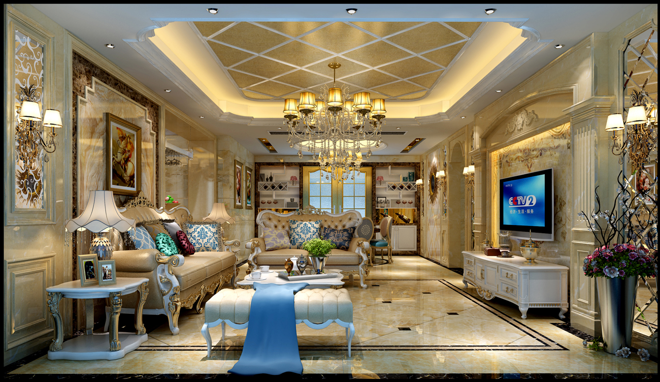 簡歐風格室內(nèi)裝修設計效果圖-保利中央公館三居140平米-室內(nèi)客廳裝修設計 簡歐風格室內(nèi)裝修設計效果圖-保利中央公館三居140平米-室內(nèi)客廳裝修設計
