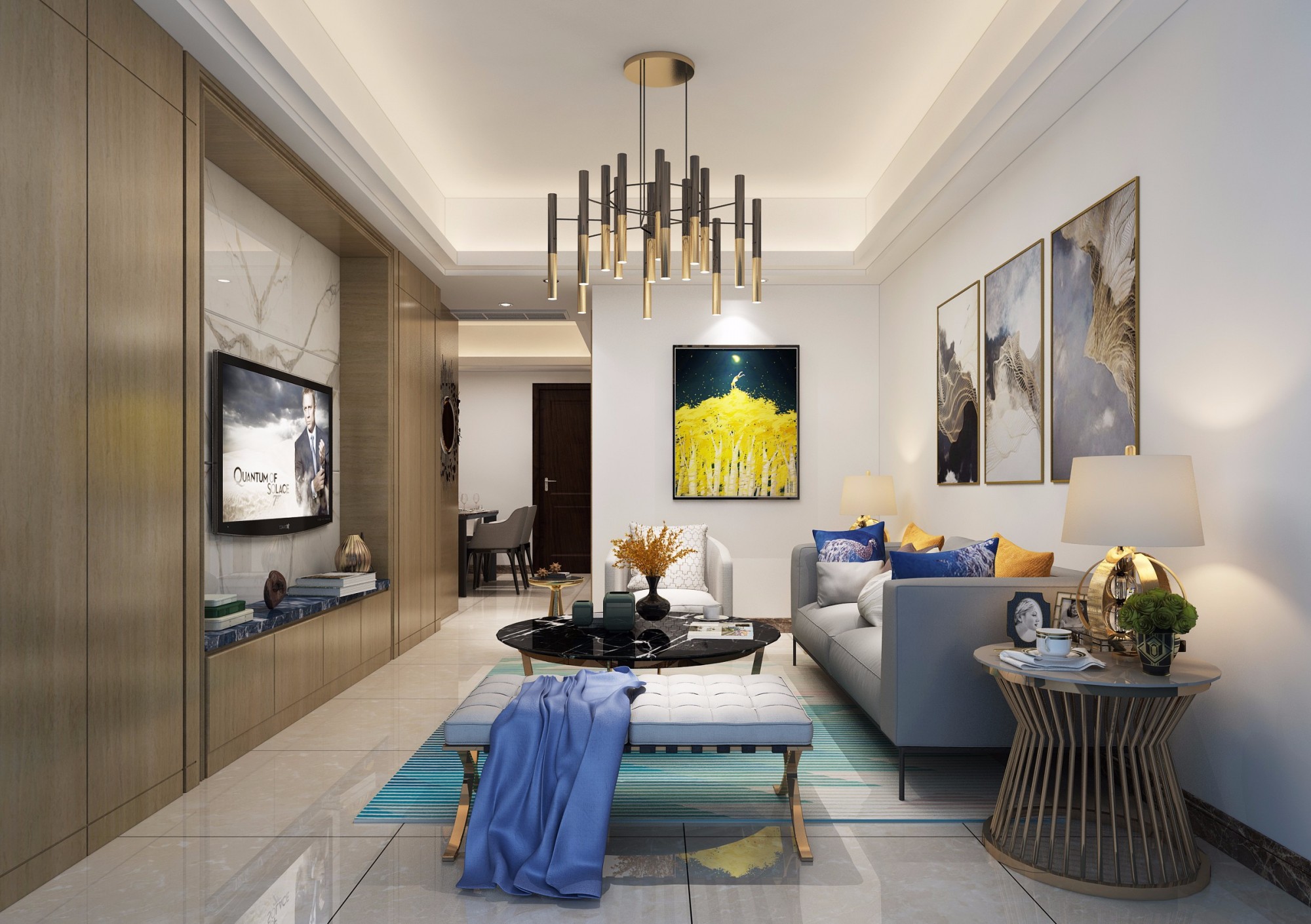 嘉興市金色江灣現(xiàn)代簡約風(fēng)格三居室裝修案例