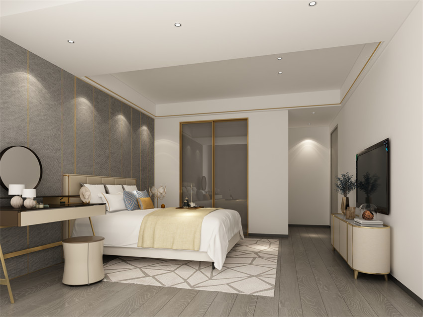 廣州市南沙濱?，B城輕奢風格三居室裝修案例