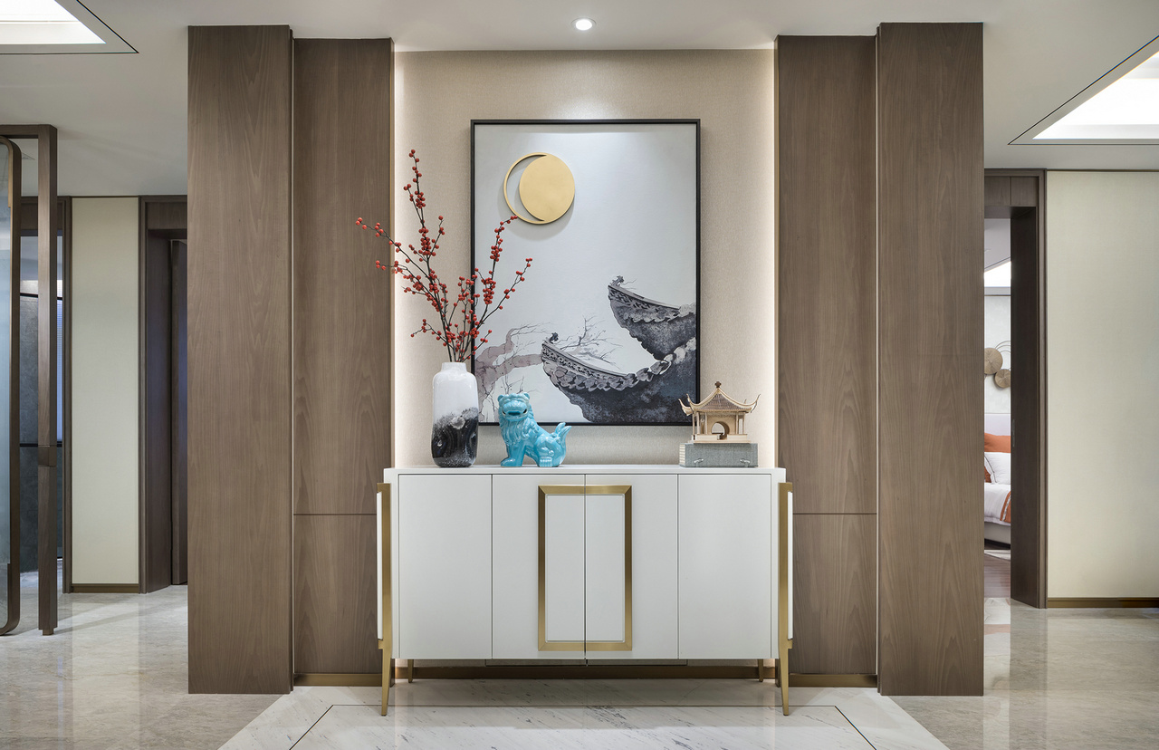 廣州市芳村花園新中式風格四居室裝修案例