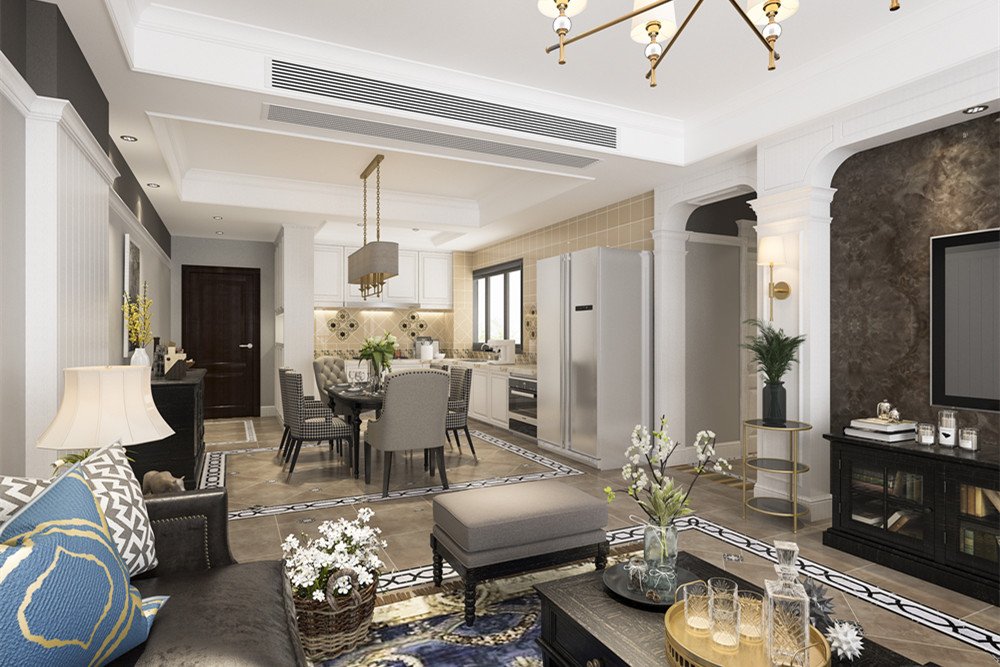 中山市華立普羅旺斯別墅新中式風(fēng)格三居室裝修案例