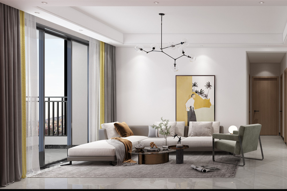 中山市君華新城現(xiàn)代簡(jiǎn)約風(fēng)格三居室裝修案例