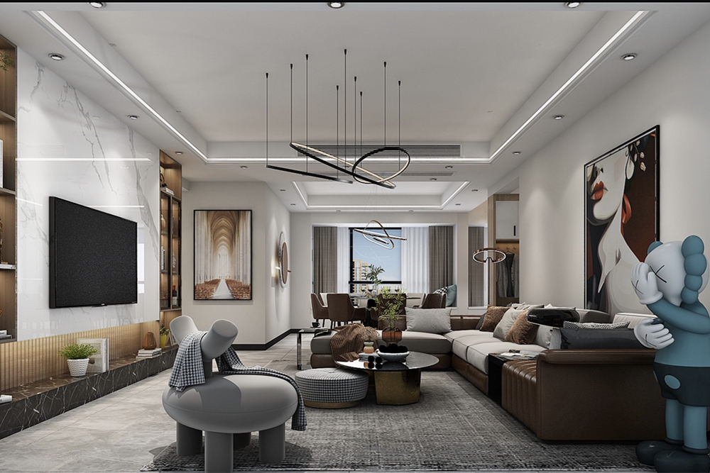 云浮市筠州華府現(xiàn)代簡(jiǎn)約風(fēng)格三居室裝修案例