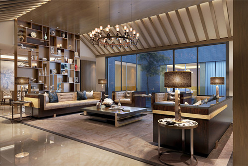 梧州市安置小區(qū)新中式風(fēng)格三居室裝修案例