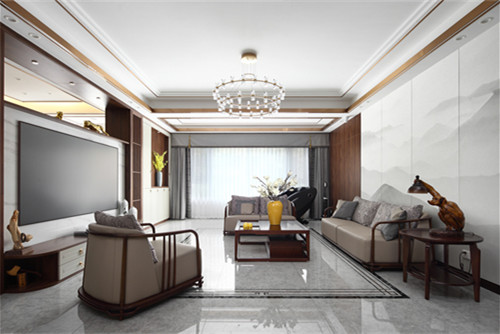 德陽市雍錦坊新中式風格三居室裝修案例