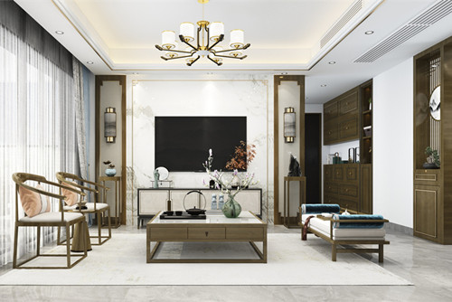 中山市中海龍灣國際新中式風(fēng)格三居室裝修案例