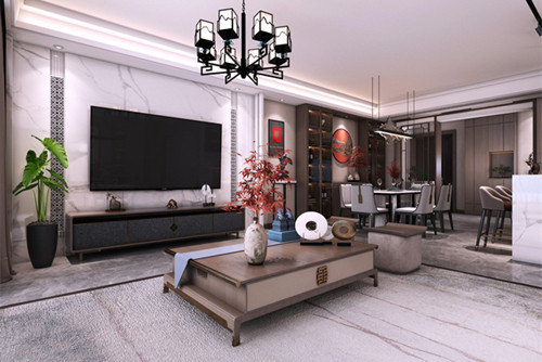 中山市中海龍灣國際新中式風(fēng)格三居室裝修案例