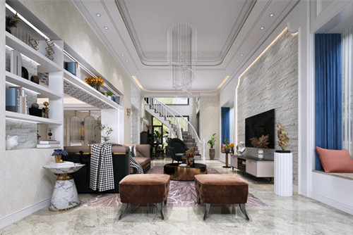 中山市健康花城新中式風(fēng)格別墅裝修案例