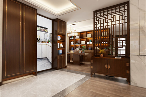 中山市敏捷紫嶺國(guó)際新中式風(fēng)格五居室裝修案例