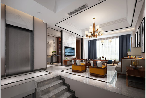 中山市東麗豪庭新中式風(fēng)格別墅裝修案例