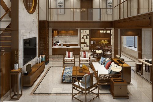 海口市南國(guó)威尼斯城新中式風(fēng)格別墅裝修案例