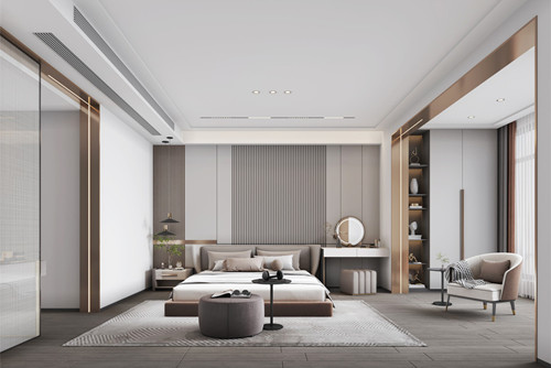 海口市?？谌A潤中心輕奢風(fēng)格三居室裝修案例